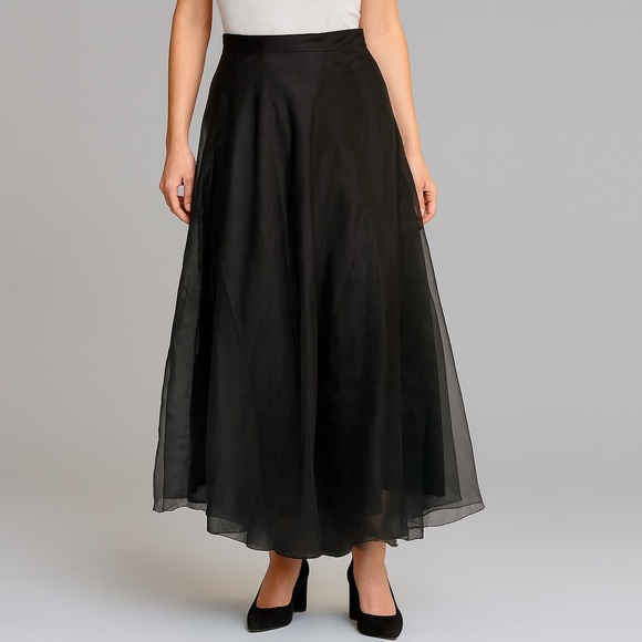 JS Collections Dresses & Skirts - Vtg Chiffon Skirt Womans 14 Triple Layer Maxi Whimsygoth Black Grunge
